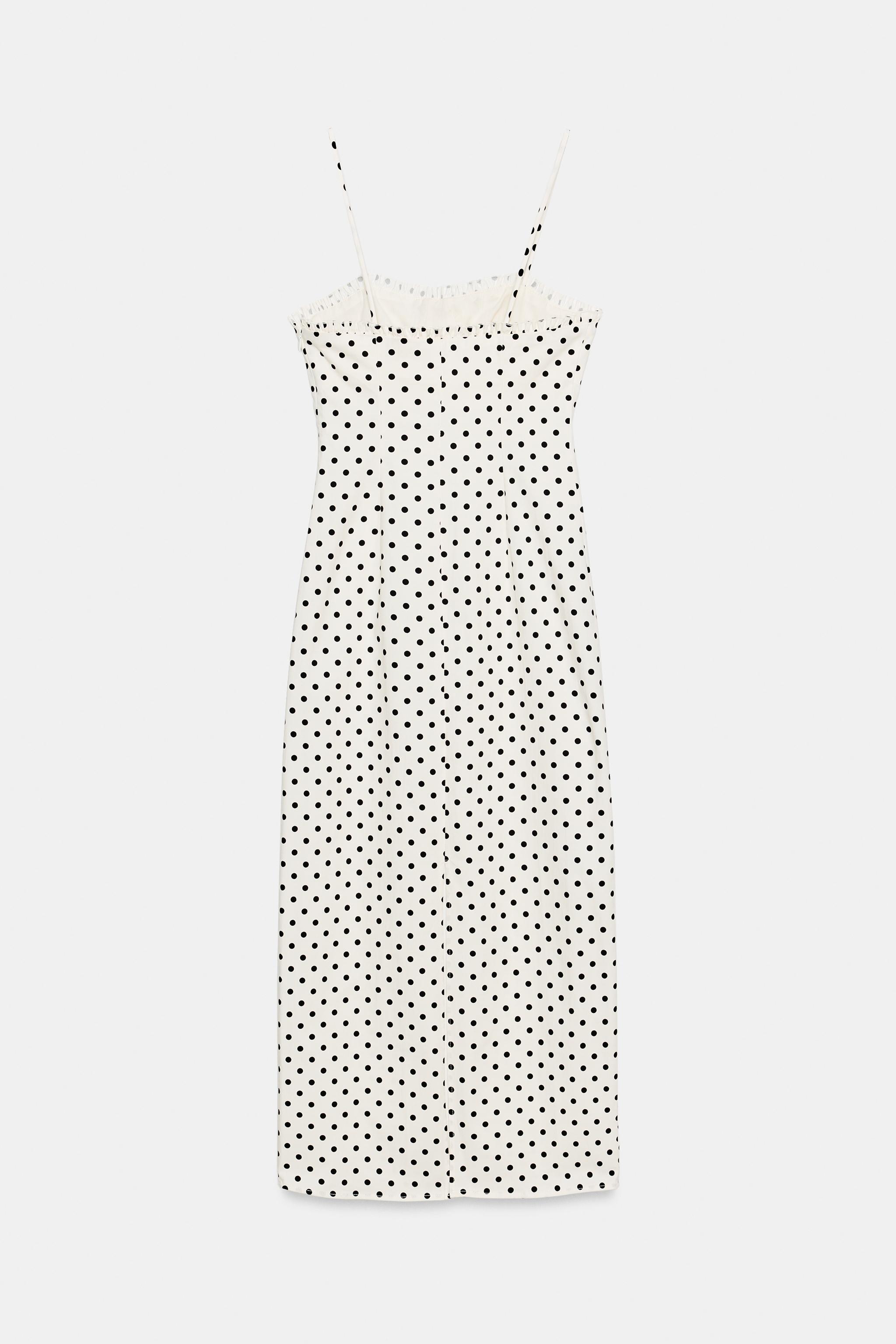 CORSET-STYLE POLKA DOT MIDI DRESS